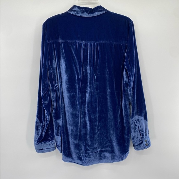 Anthropologie Pilcro Blue Velvet Button down long sleeve size S - Picture 8 of 12